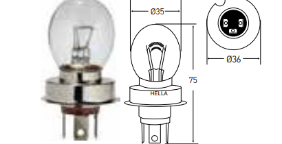 Foco 6245s 12v 45/45w P36t Hella