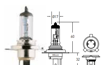Foco H4xedb 60/55 Azul Oscuro Hella