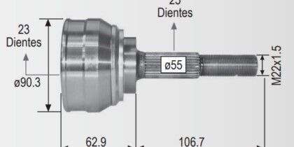Espiga Nissan Sentra 1.6 S/Abs 91-99 23int.25ext