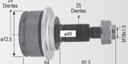 Espiga Suzuki Swift 1.4 12-14 Ext.25 Int.26