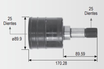 Espiga Chrysler Spirit,Voyager,Dart 90-94 25Int.25Ext. Corta