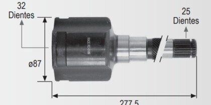 Espiga Chrysler Voyager Derecha 96-00 32int.25ext Larga