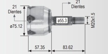 Espiga Nissan Platina 02-04 Kangoo 02-06 S/Abs 21int,21ext