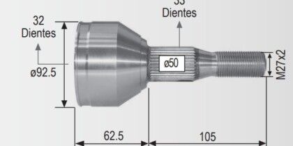 Espiga Chevrolet Venture 97-04 S/Abs 32int.33ext
