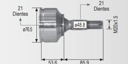 Espiga Peugeot 206 99-04 21int,21ext