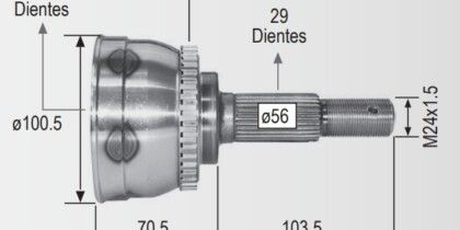 Espiga Nissan Xtrail 01-09 C/Abs 25int.29ext