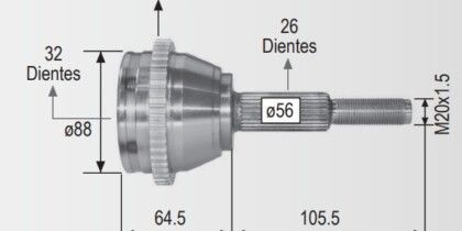 Espiga Ford Windstar 96-02 C/Abs 32int.26ext
