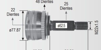 Espiga Dodge Attitud C/Abs 06-08 22int.25ext