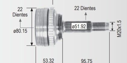 Espiga Chevrolet Aveo G3 07-09 C/Abs 22int.22ext
