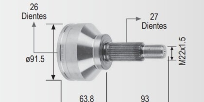 Espiga Renault Trafic 1.9 Diesel 08-10, Mondeo 02-07 26int 27ext