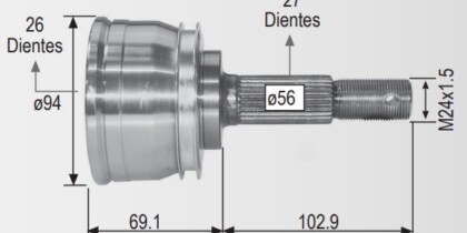 Espiga Nissan Altima S/Abs 93-01 26int 27ext