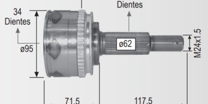 Espiga Nissan Quest - Mercury Villager 93-00 C/Abs 34in,32ext