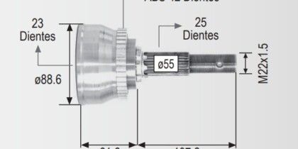 Espiga Nissan Sentra,200sx Atf C/Abs 97-99 23int.25ext.