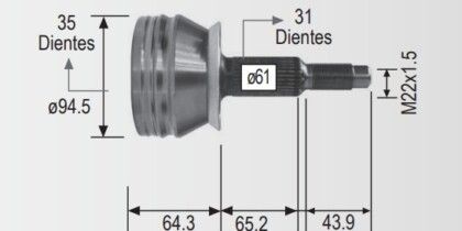Espiga Chrysler Dakota - Dodge Durango 00-04 35int 31ext
