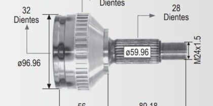 Espiga Honda Accord Civic 3.3 94-97 C/Abs 32int 28ext