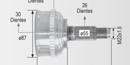 Espiga Lado Rueda Civic C/Abs 92-00 30int 26ext