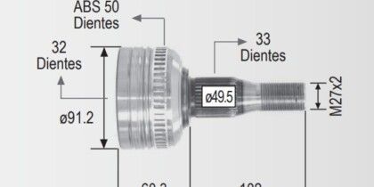 Espiga Chrysler Concorde,Intrepid 93-95 C/Abs 33ext.32int