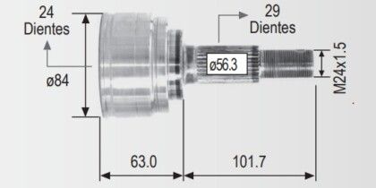 Espiga Nissan Sentra 2.0 06-08 24int.29ext