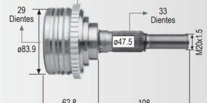 Espiga  Chevrolet Cavalier- Pontiac Sunfire C/Abs 95-00 29int.33ext.