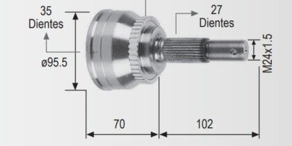 Espiga Nissan Altima 93-01 27ext 35int