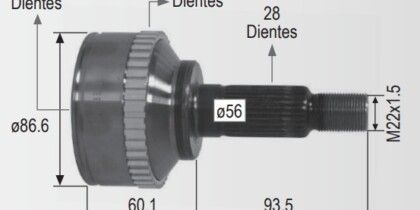 Espiga Ford Escape 01-04 C/Abs 28int 24ext
