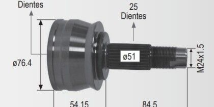 Espiga Fiat 500 1.4 10-15 25int 21ext