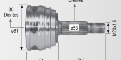 Espiga Volkswagen Jetta,Golf A2 87-91 - Seat Cordoba Ibiza 01-02 30int.22ext