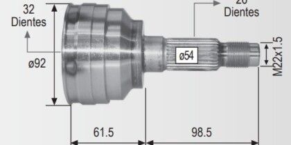 Espiga Chrysler Spirit-Shadow-Voyager 90-94 Int32-26ext