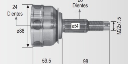 Espiga Chrysler Shadow - Phantom 87-90 24int.26ext