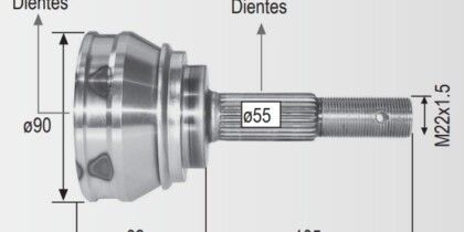 Espiga Nissan Sentra 96-05 - TsuruIII 98-03 S/Abs 32int.25ext