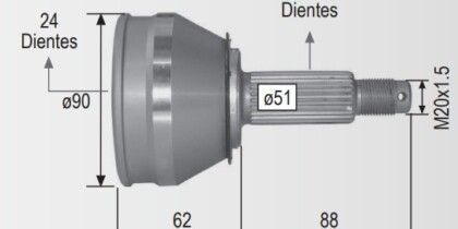 Espiga Ford Topaz 85-91 Int24,26ext
