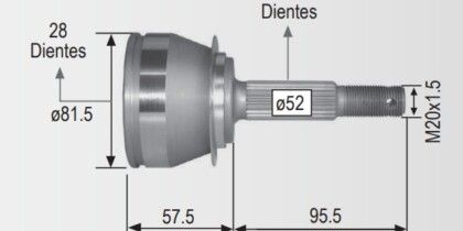 Espiga Chevrolet Chevy 96-05 28int.22ext