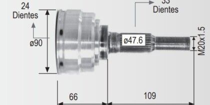 Espiga Chevrolet Celebrity - Citation - Buick Century 82-88 24int,33ext