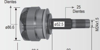 Espiga Lado Rueda Chevrolet Sonic 1.6 12-14 31Int. 25ext.