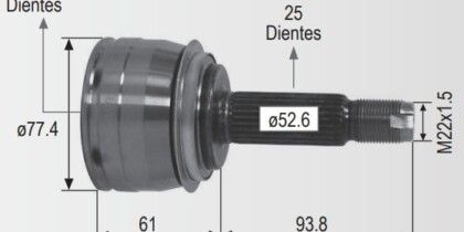 Espiga Lado Rueda Dodge Attitude Gol 1.4 11-13 25ext 22int