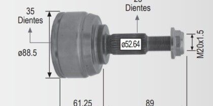 Espiga Renault Duster 2.0 11-16 35int 25ext