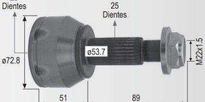 Espiga Lado Rueda Mazda 2.0,2.5 10-13 29int 25ext