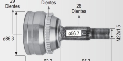 Espiga Toyota Corolla 2.0 03-08 29int 26ext