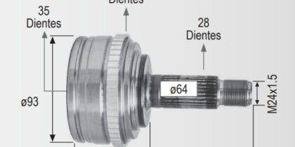 Espiga Honda Odyssey 3.5 01-04 35int 28ext