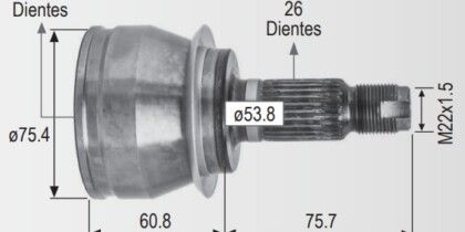 Espiga Mini Cooper 1.6 02-08 26ext 21int