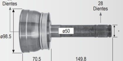 Espiga Nissan Np300 28ext 25int