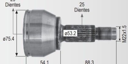 Espiga Mazda 2 1.5 12-15 29int 25ext