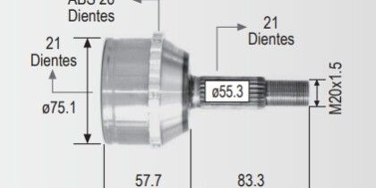 Espiga Lado Rueda Nissan Platina - Renault Clio C/Abs 02-05